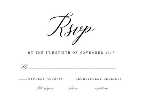 rsvp card template|Big Script .